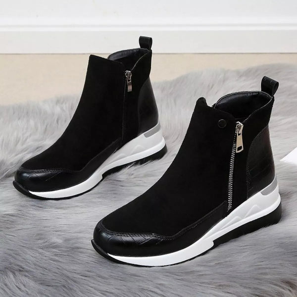 Bottine sneaker zippée en daim