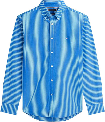 Chemise rayée Tommy Hilfiger popeline col américain manches longues