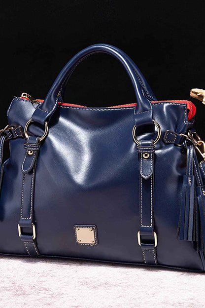 Sac à main en cuir à pompons