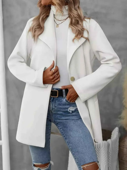Manteau oversize col à revers bouton unique en mélange laine