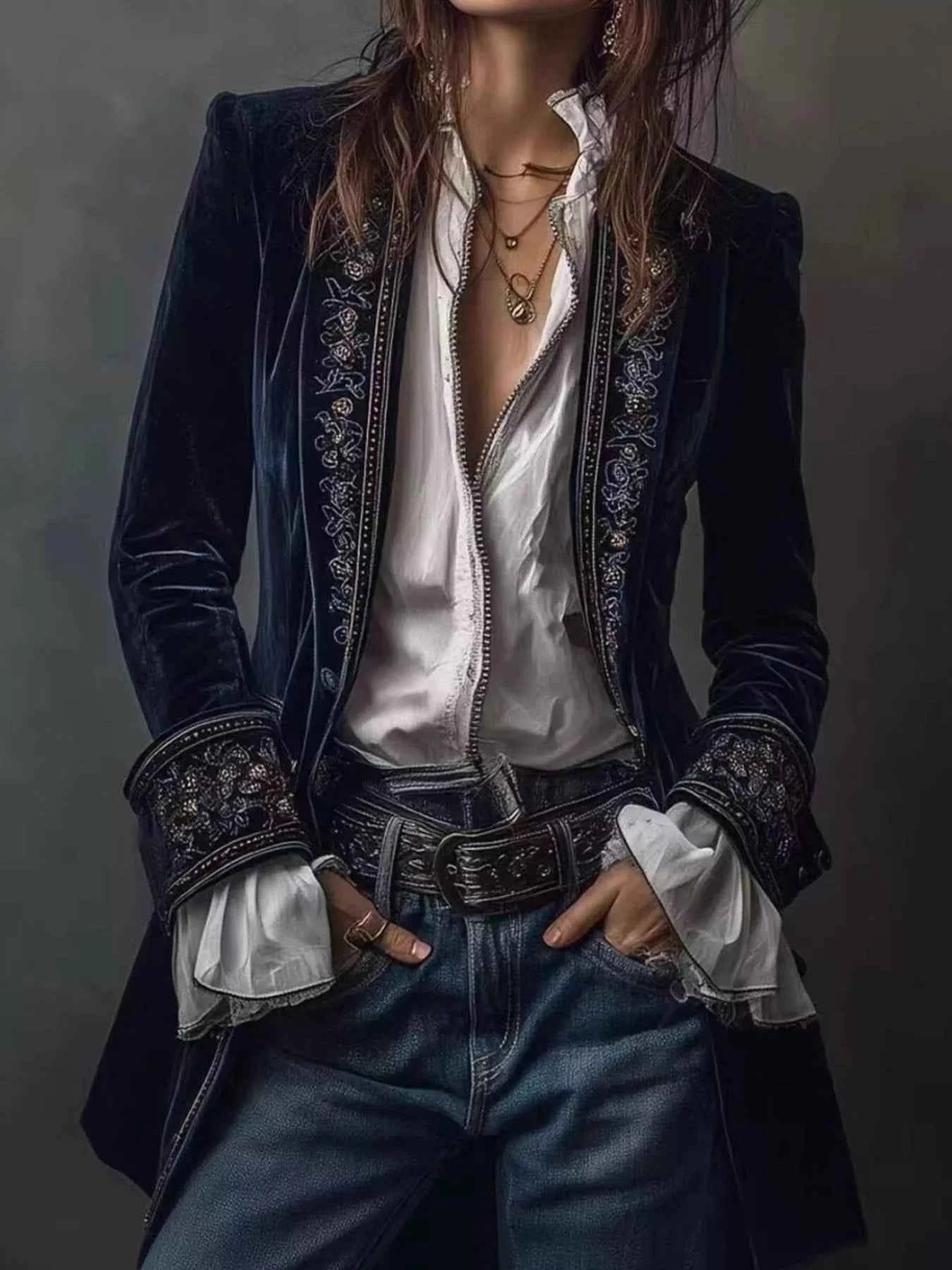 Veste boutonnée à imprimé floral