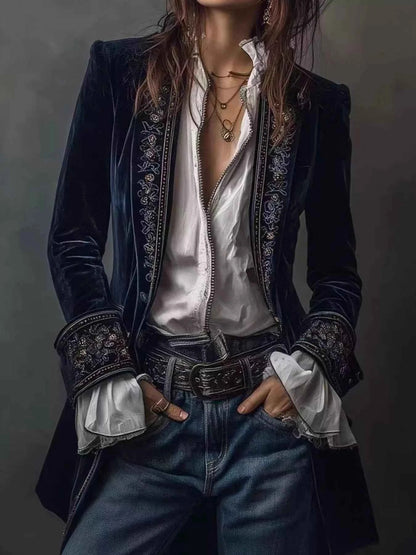 Veste boutonnée à imprimé floral