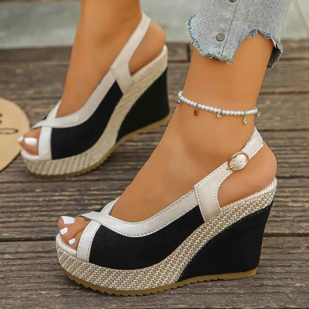 Peep Toe Wedge Sandals
