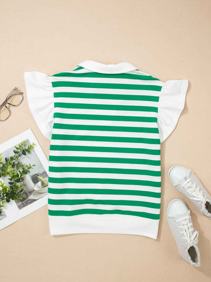 Blouse rayée à manches volantées