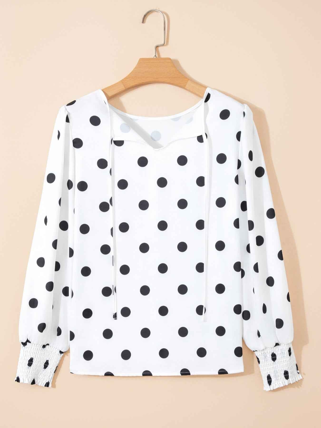 Blouse à pois manches longues