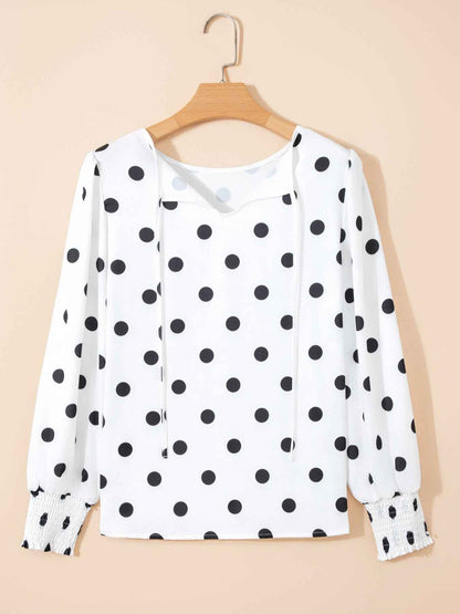 Blouse à pois manches longues