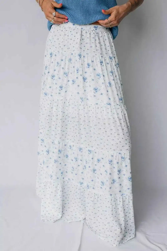 Jupe longue boho à taille haute et imprimé floral