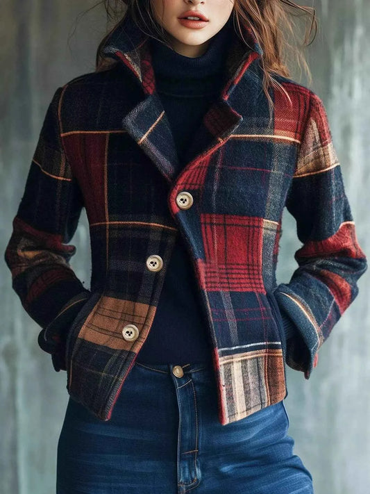 Blazer boutonné à carreaux