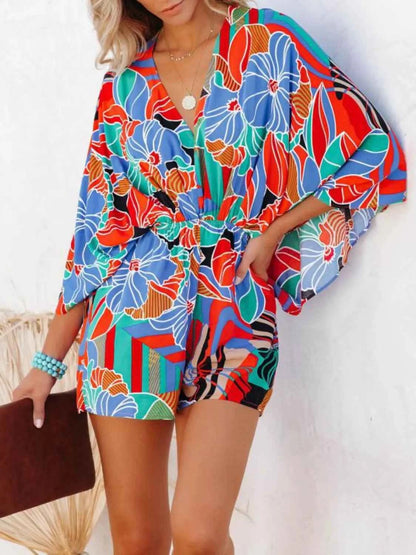 Combishort oversize à imprimé et lien dans le dos