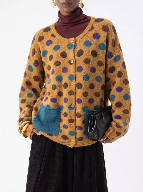 Cardigan boutonné à pois