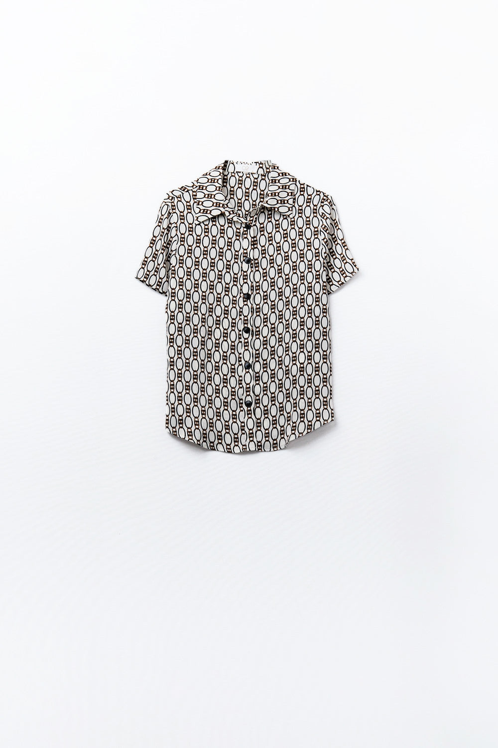 Chemise beige à manches courtes imprimé chaînes MyParisMonaco