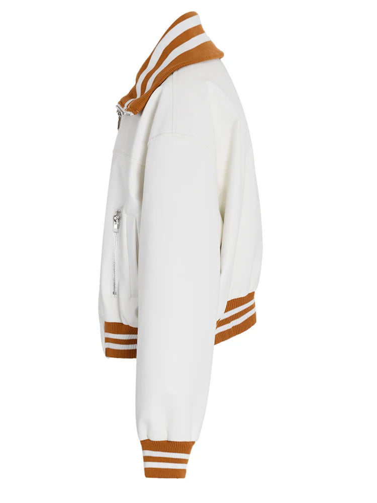 Veste color-block chenille blanche rayures contrastées MyParisMonaco