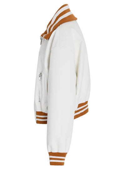 Veste color-block chenille blanche rayures contrastées MyParisMonaco