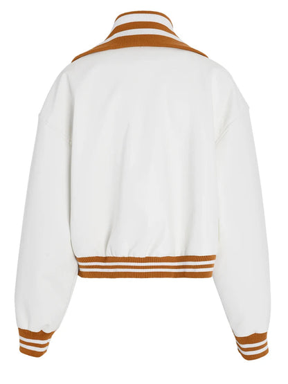 Veste color-block chenille blanche rayures contrastées MyParisMonaco