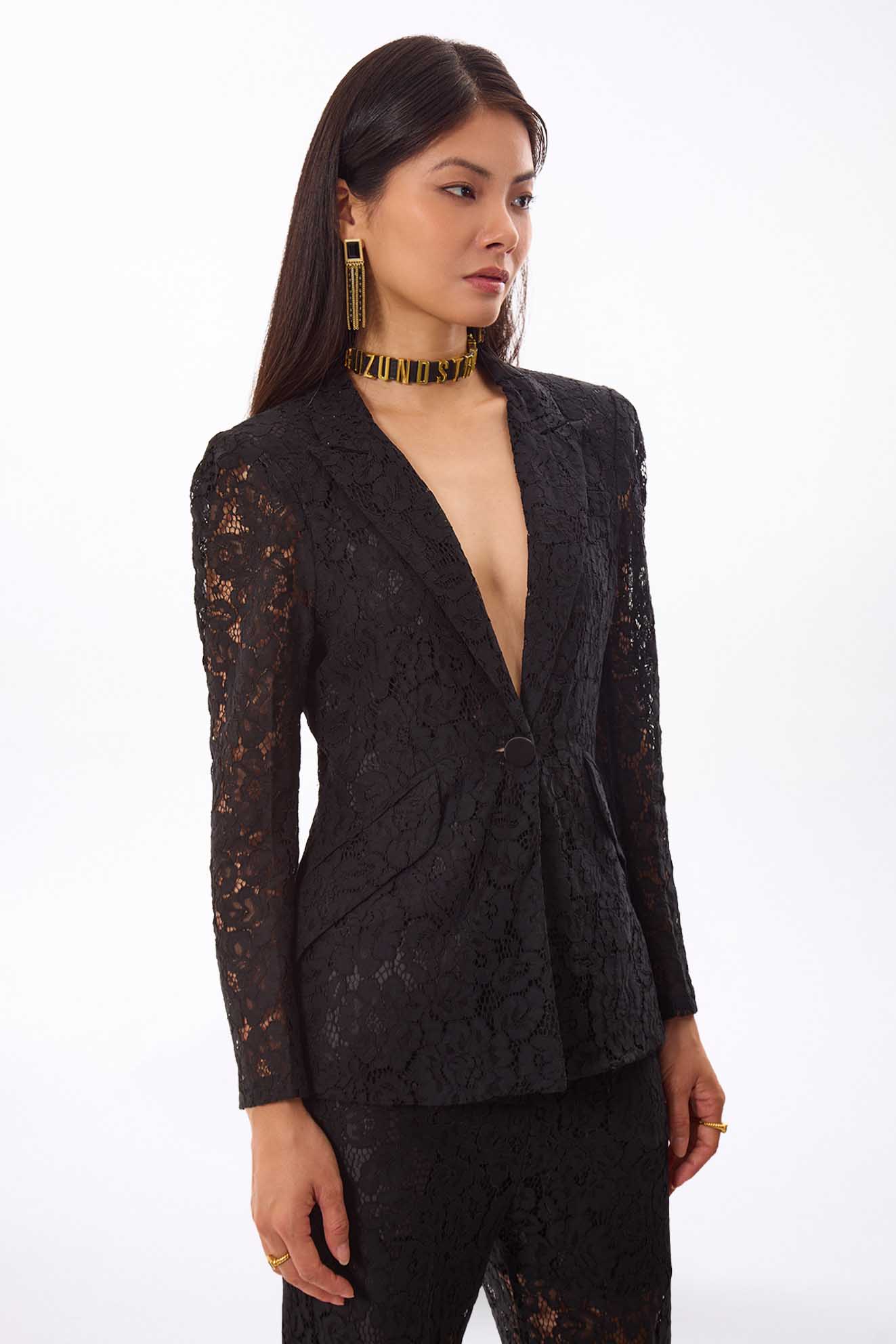 Ensemble tailleur dentelle noire MyParisMonaco