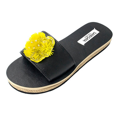 Sandales plates fleur jaune MyParisMonaco