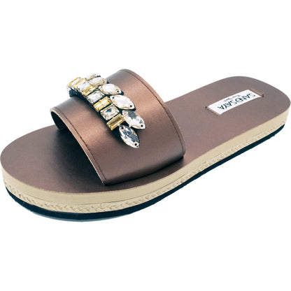 Espadrilles plates imperméables ornées de feuilles dorées