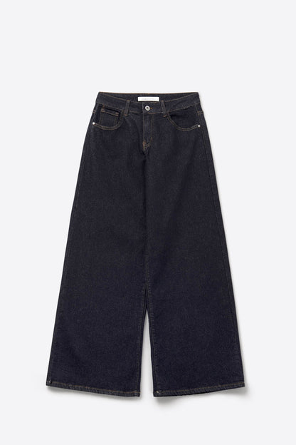 Jean large bleu foncé avec surpiqûres contrastantes MyParisMonaco