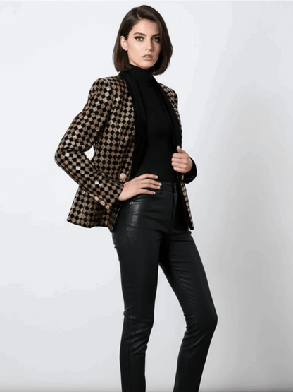 Blazer incrustations losanges strass femme | bymanyc ® new york - MyParisMonaco