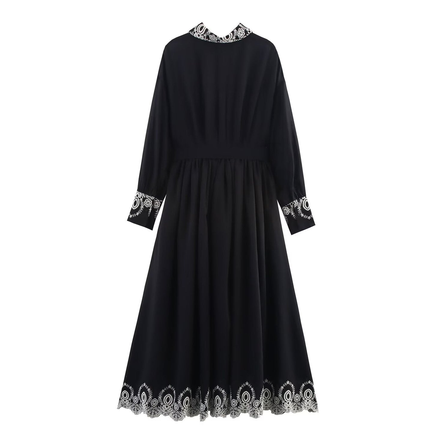 Robe fourreau brodée col rabattu manches longues MyParisMonaco