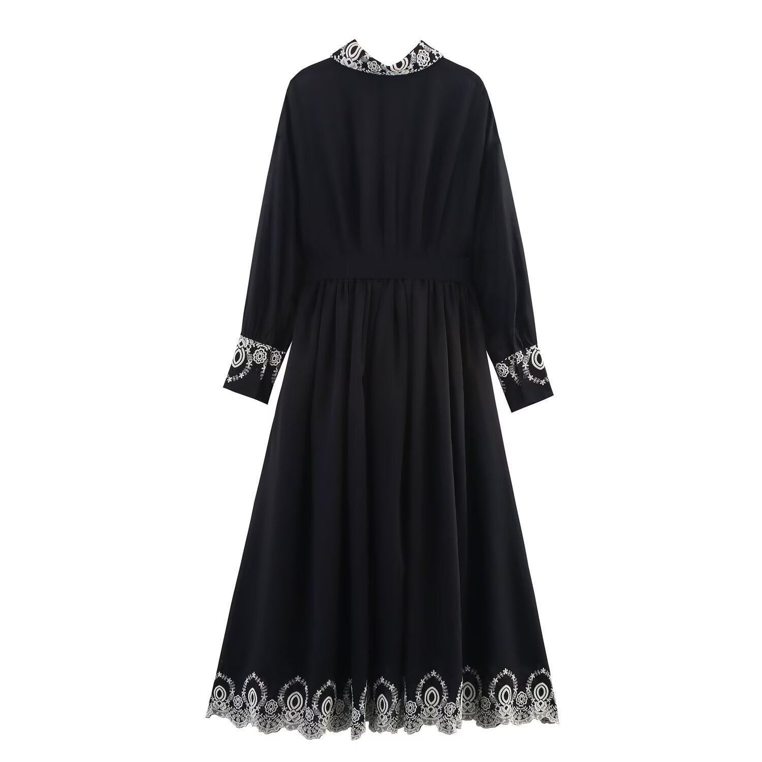 Robe fourreau brodée col rabattu manches longues MyParisMonaco