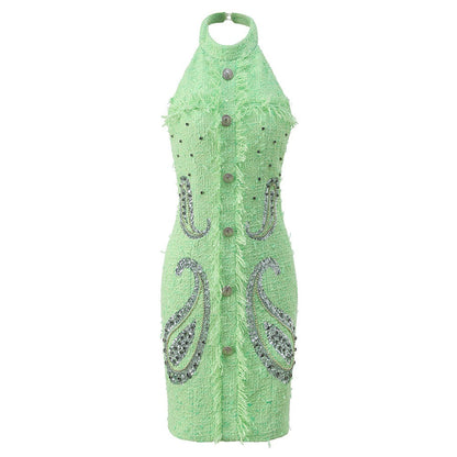 Robe mini col halter avec détails couture - MyParisMonaco