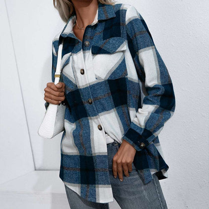 Chemise longue flanelle carreaux vintage femme