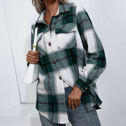 Chemise longue flanelle carreaux vintage femme