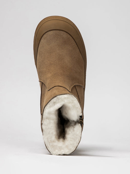 Chaussures femme en daim marron — semelle intérieure laine