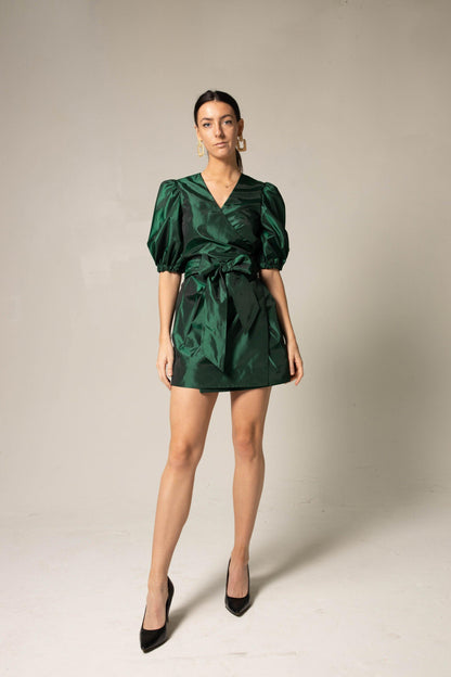 Robe portefeuille verte luxe - MyParisMonaco
