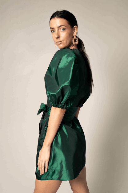 Robe portefeuille verte luxe - MyParisMonaco