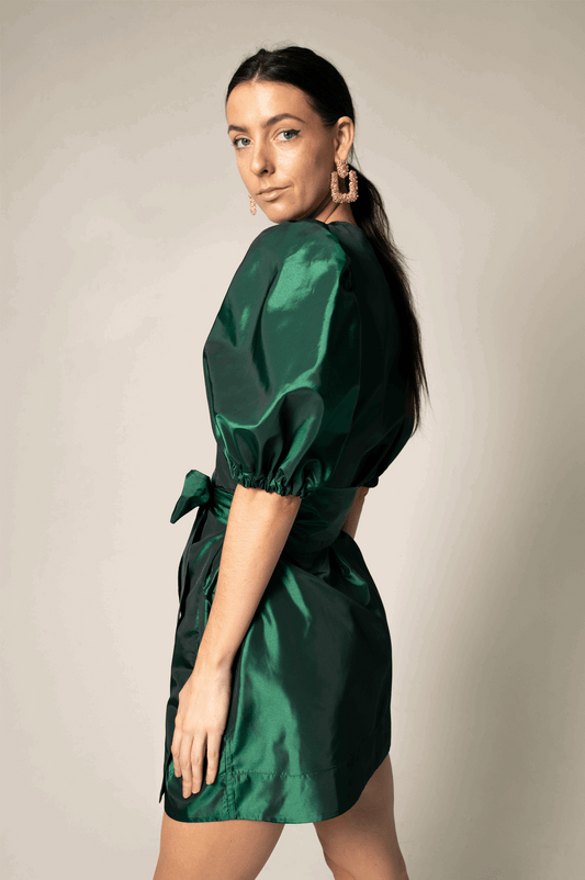 Robe portefeuille verte luxe - MyParisMonaco