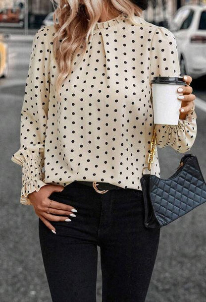 Blouse pois manches ballon col montant femme MyParisMonaco