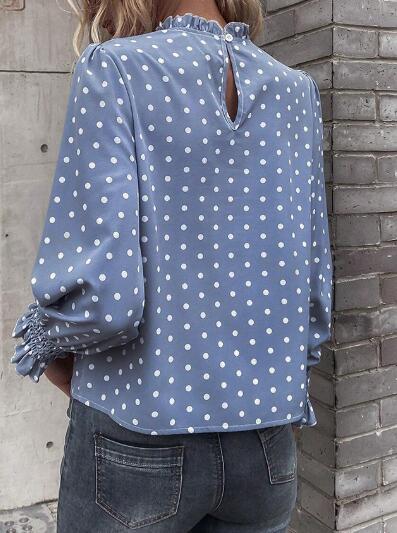 Blouse pois manches ballon col montant femme MyParisMonaco
