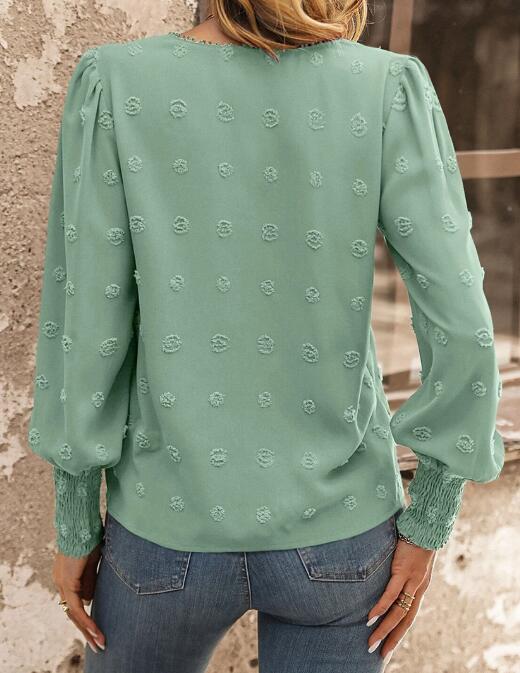 Blouse à manches lanternes à pois suisses MyParisMonaco