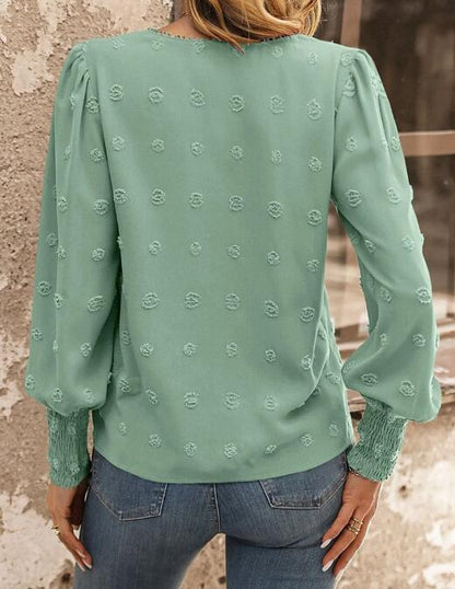 Blouse à manches lanternes à pois suisses MyParisMonaco