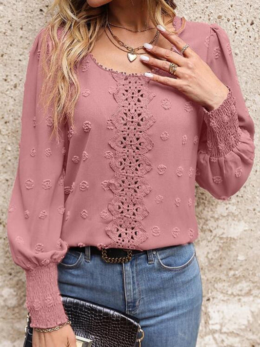 Blouse à manches lanternes à pois suisses MyParisMonaco