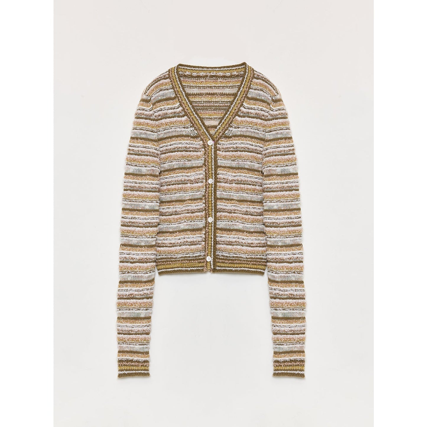 Cardigan rayé en maille tissée col V printemps MyParisMonaco