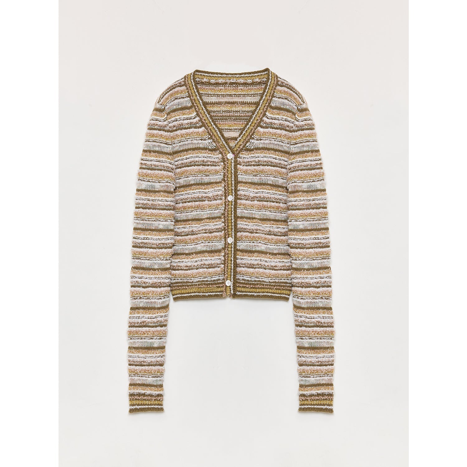 Cardigan rayé en maille tissée col V printemps MyParisMonaco
