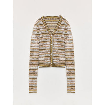 Cardigan rayé en maille tissée col V printemps MyParisMonaco