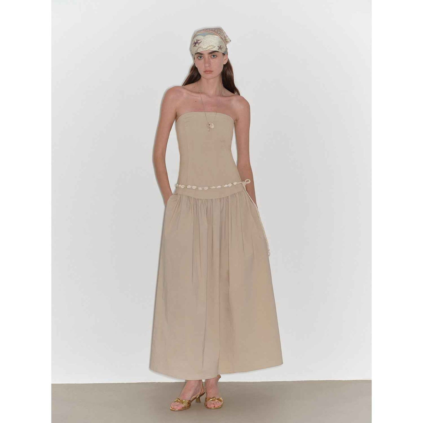 Robe midi trapèze bustier taille haute ajustée - MyParisMonaco