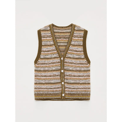 Cardigan rayé en maille tissée col V printemps MyParisMonaco