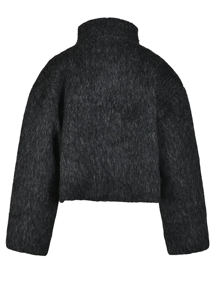 Veste courte effet laine col montant oversize MyParisMonaco