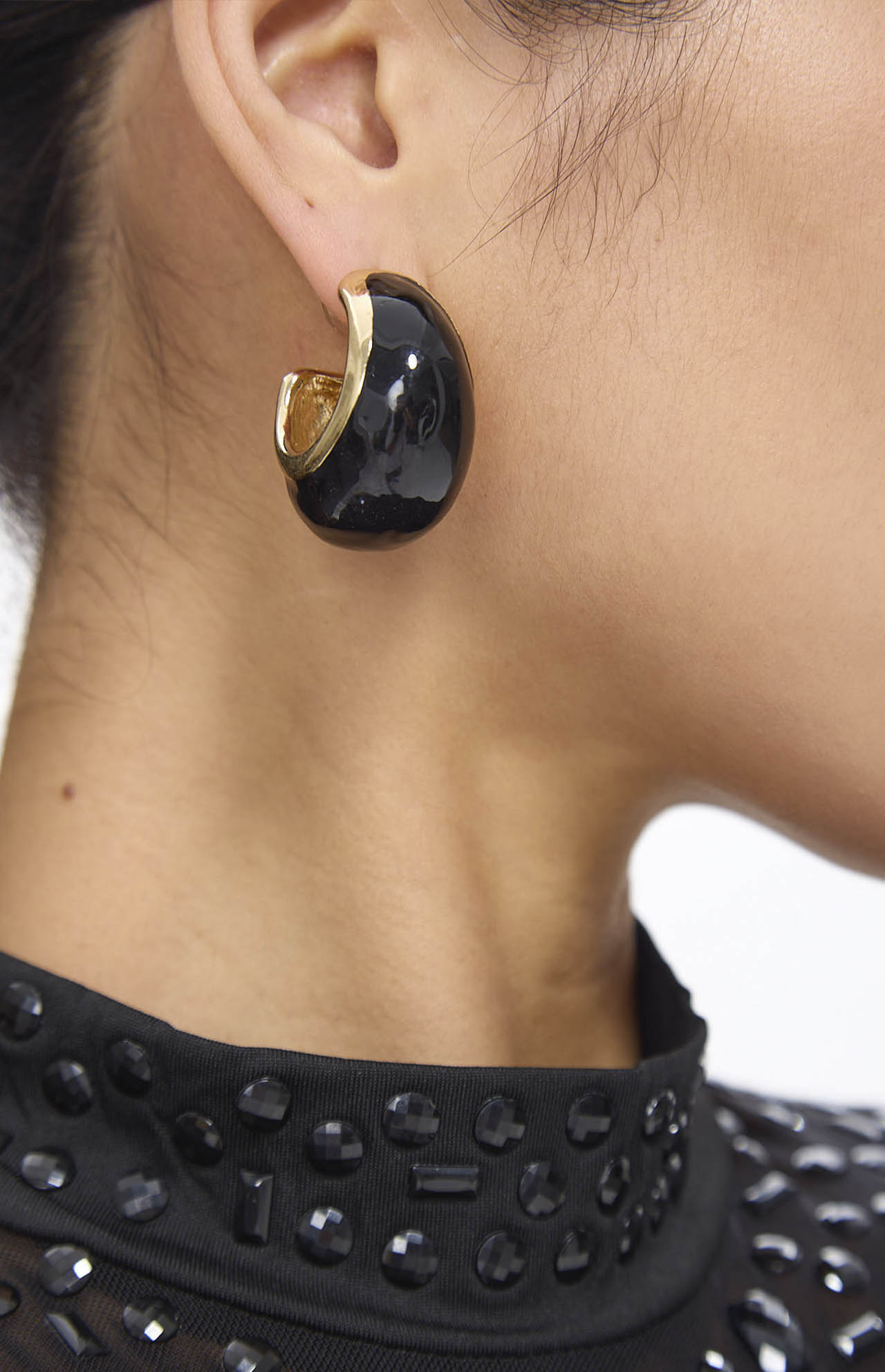 Boucles d'oreilles clip vintage noires et dorées MyParisMonaco