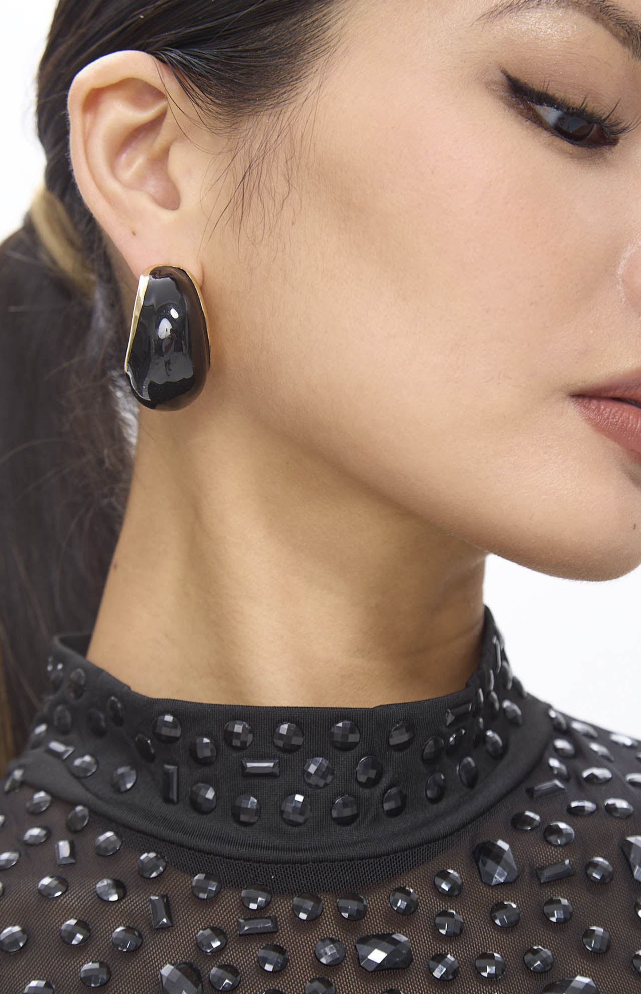Boucles d'oreilles clip vintage noires et dorées MyParisMonaco