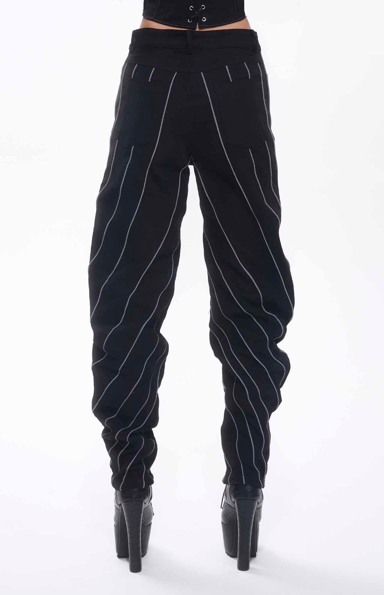 Pantalon noir broderies blanches MyParisMonaco
