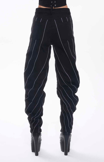 Pantalon noir broderies blanches MyParisMonaco