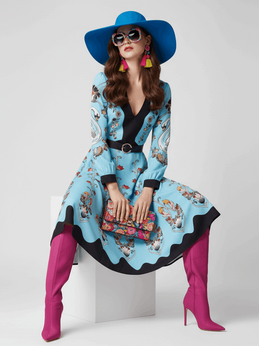 Robe longue cintrée à imprimé floral | bymanyc ® new york - MyParisMonaco