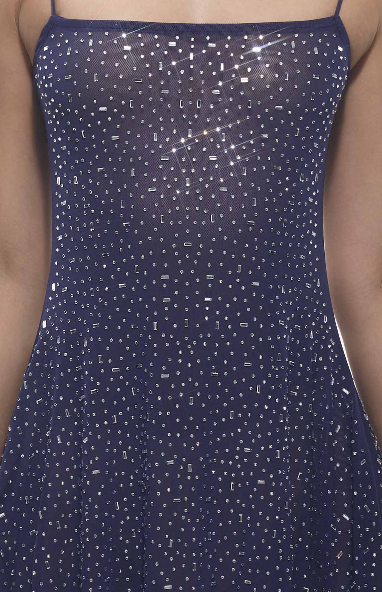 Robe courte maille cristaux bleu MyParisMonaco