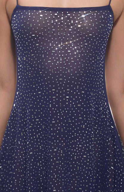Robe courte maille cristaux bleu MyParisMonaco